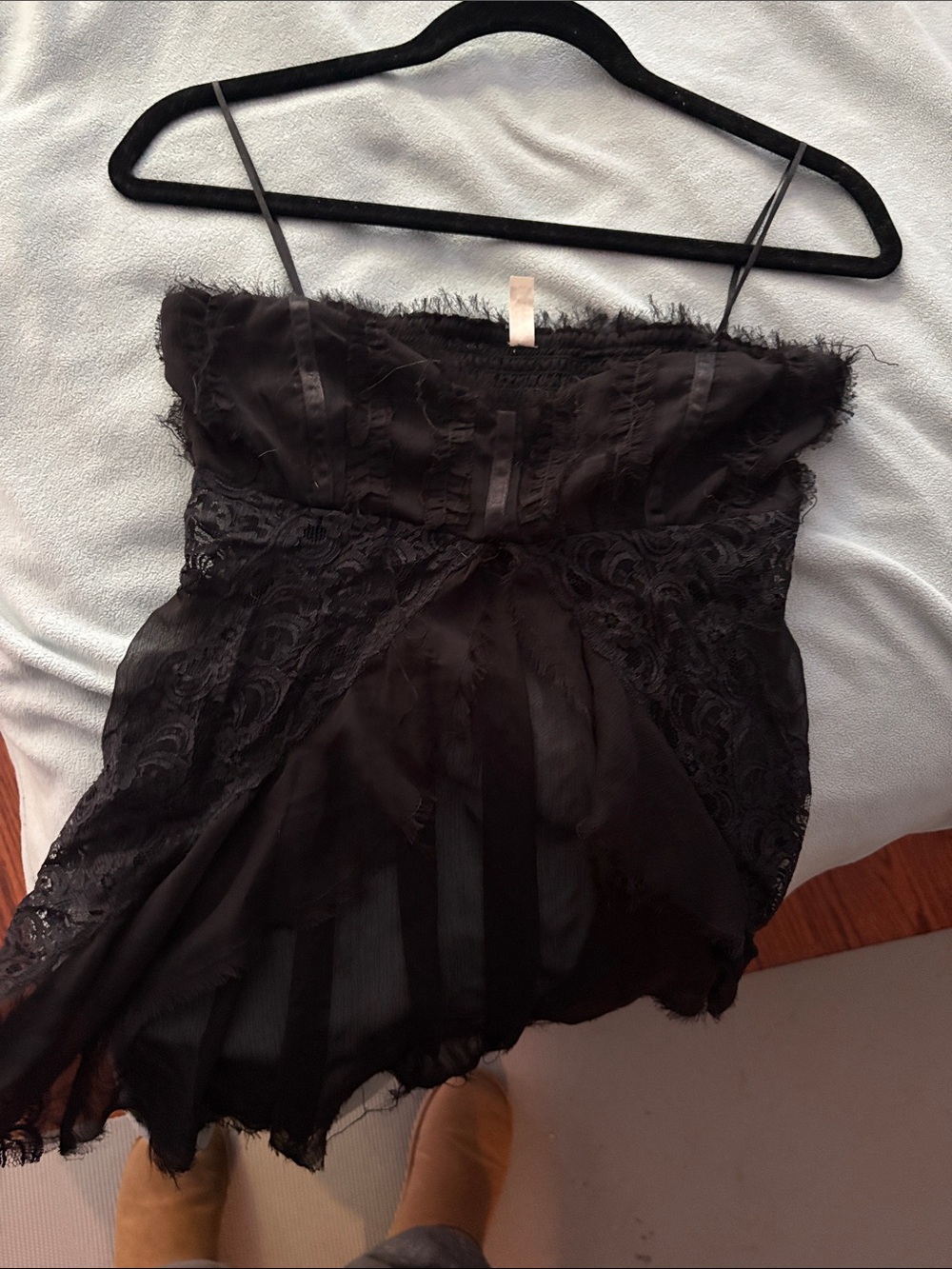 Sheer Black Lace Camisole Slip